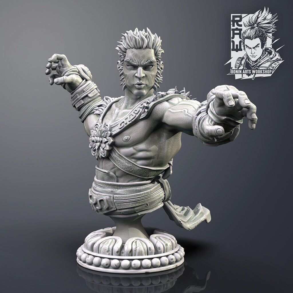 Tatooed Monk | Bust | Resin 3D Printed Miniature | Ronin Arts Workshop
