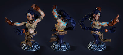 Female Tatooed Monk | Bust | Resin 3D Printed Miniature | Ronin Arts Workshop