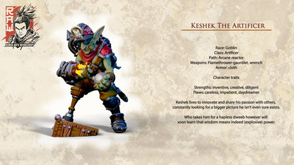 Goblin Artificer and Female Human Demonhunter | Resin 3D Printed Miniature | White Werewolf Tavern
