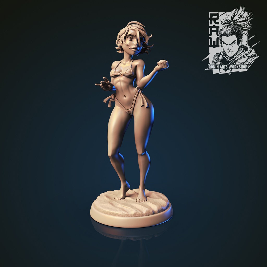 Bikini Punk Girl | Clothed or Nude | Resin 3D Printed Pinup | Ronin Arts Workshop