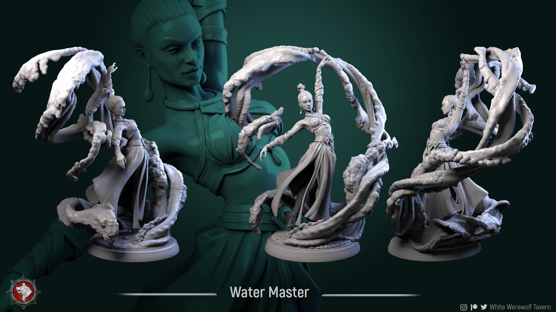 Water Master | Multiple Scales | Resin 3D Printed Miniature | White Werewolf Tavern | RPG | D&D | DnD