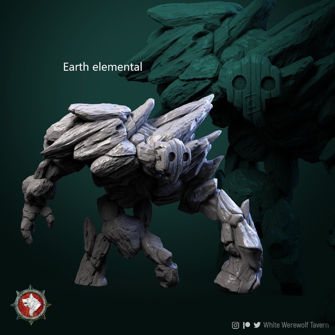 Elementals - Earth, Air, Fire, Water | Multiple Sizes | Resin 3D Printed Miniature | White Werewolf Tavern | RPG | D&D | DnD