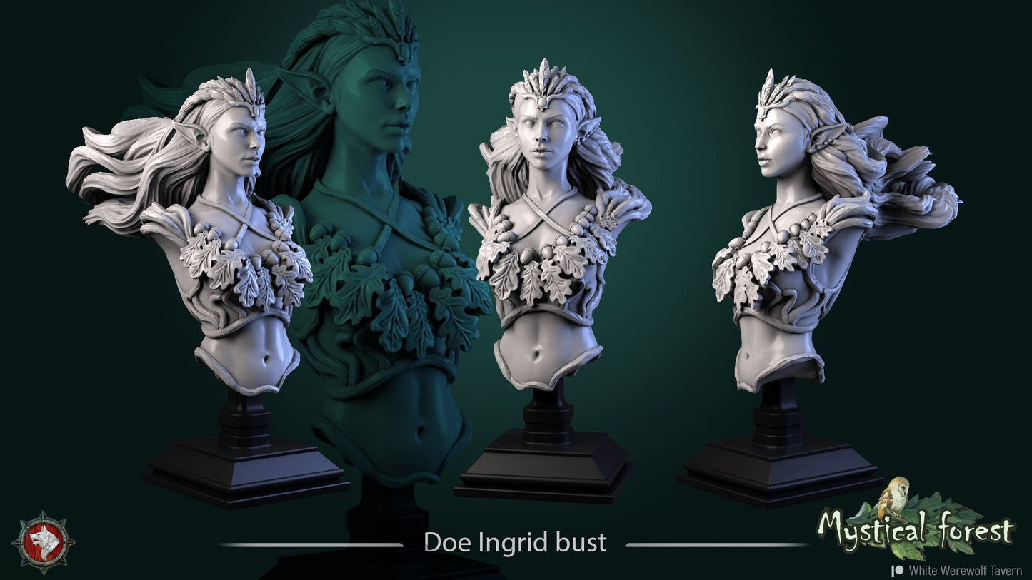 Dryad Ingrid | Bust | Resin 3D Printed Miniature | White Werewolf Tavern