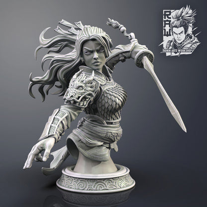 Wen - Female Warrior | Bust | Resin 3D Printed Miniature | White Werewolf Tavern