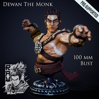 Tatooed Monk | Bust | Resin 3D Printed Miniature | Ronin Arts Workshop