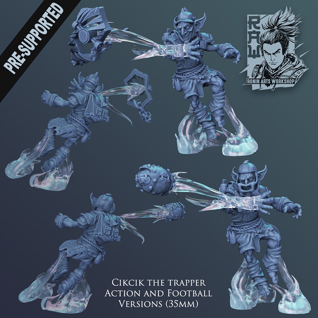 4x Blood Bowl Goblins | Fantasy Options Available | Resin 3D Print | Miniature | Pathfinder | Ronin Arts Workshop