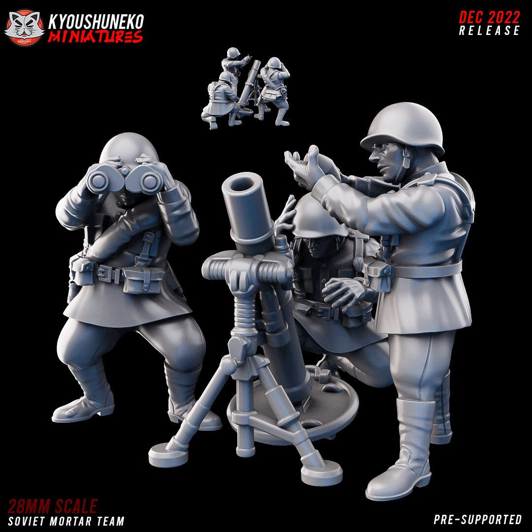 WW2 Soviet Mortar Team | Resin 3D Printed Miniature | Kyoushuneko