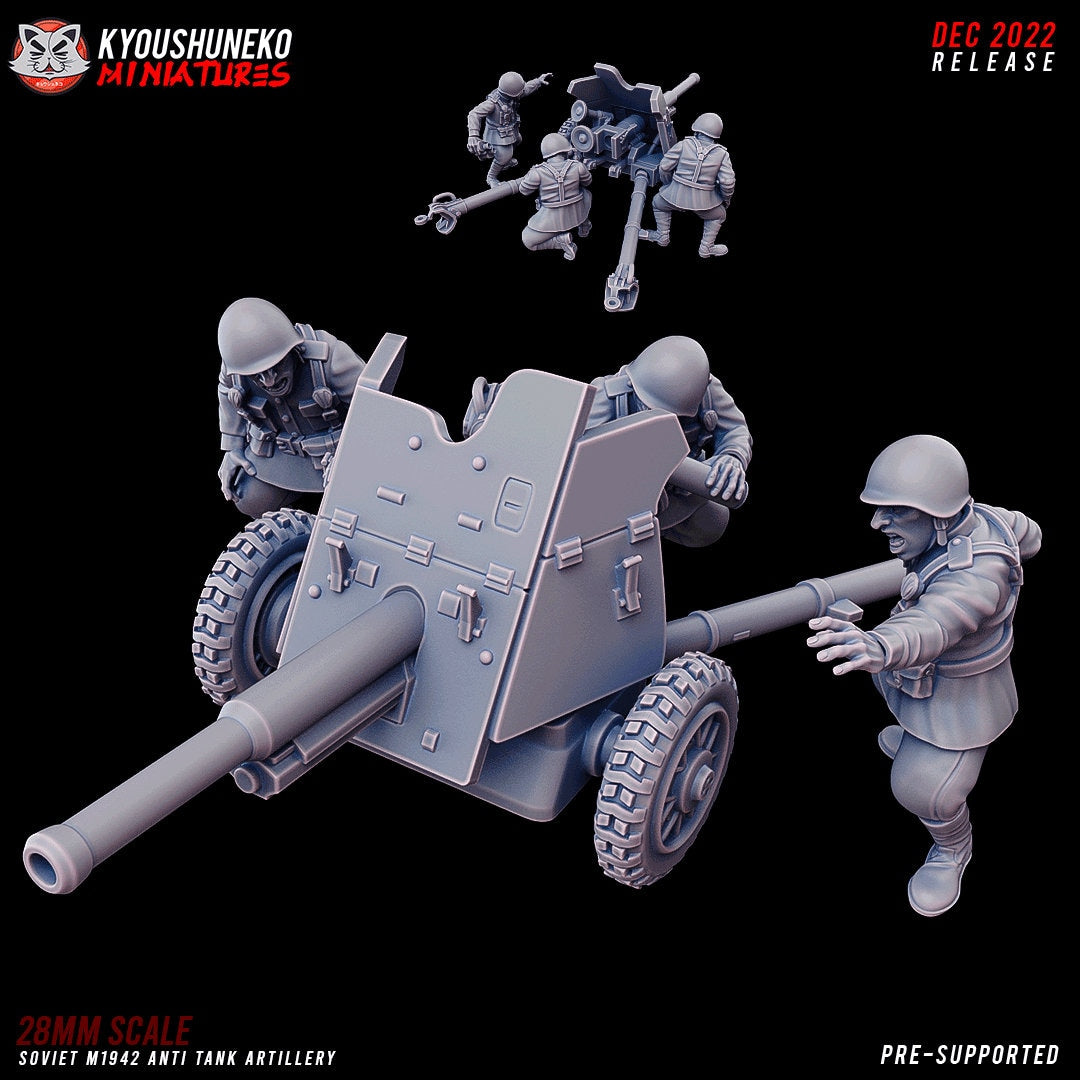 WW2 Soviet M1942 Anti-Tank Artillery | Resin 3D Printed Miniature | Kyoushuneko