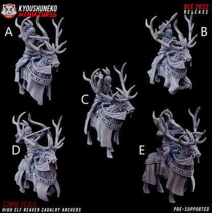 High Elf Ellyrian Reavers | Deer or Horse Mounts | Resin 3D Printed Miniatures | Kyoushuneko | Table Top Gaming | RPG | D&D | Pathfinder