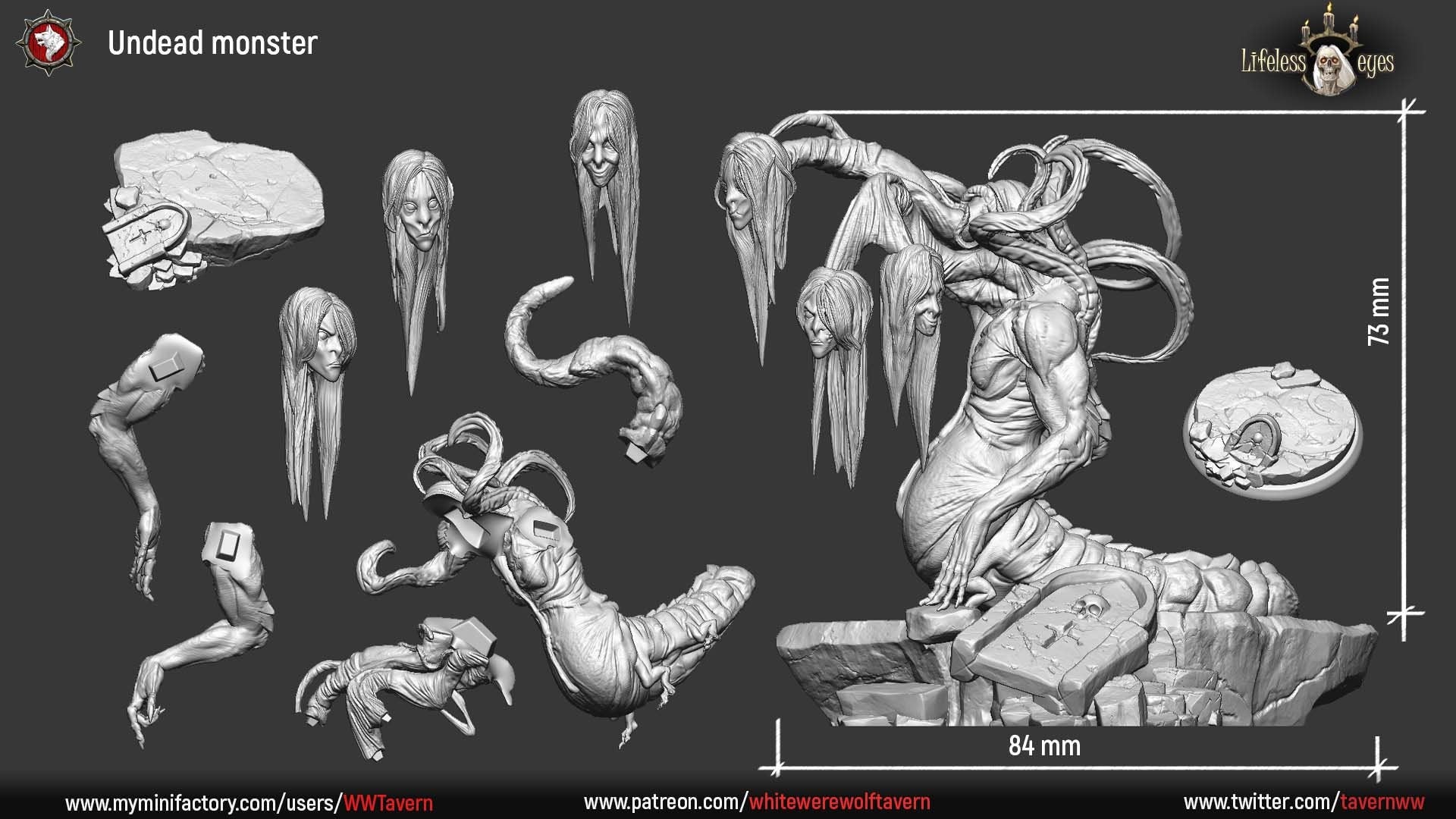 Undead Monster | Resin 3D Printed Miniature | White Werewolf Tavern | RPG | D&D | DnD