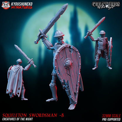 Skeleton Swordsmen | Undead | Resin 3D Printed Miniatures | Kyoushuneko | Table Top Gaming | RPG | D&D | Pathfinder