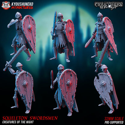 Skeleton Swordsmen | Undead | Resin 3D Printed Miniatures | Kyoushuneko | Table Top Gaming | RPG | D&D | Pathfinder
