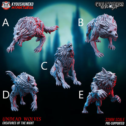 Undead Direwolves | Vampire Counts | Resin 3D Printed Miniatures | Kyoushuneko | Table Top Gaming | RPG | D&D | Pathfinder