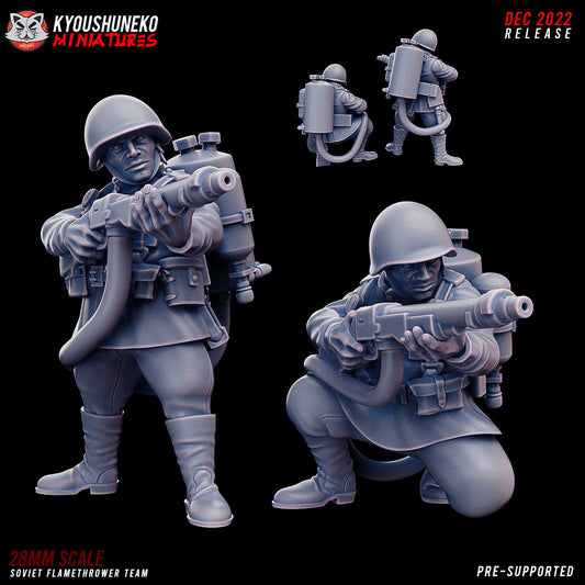 WW2 Soviet Flamethrower Team | Resin 3D Printed Miniature | Kyoushuneko
