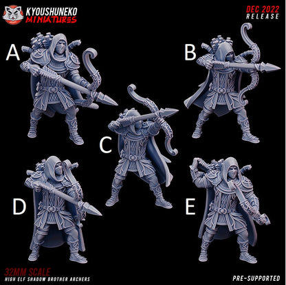 High Elf Shadow Warriors | Bows or Swords | Resin 3D Printed Miniatures | Kyoushuneko | Table Top Gaming | RPG | D&D | Pathfinder