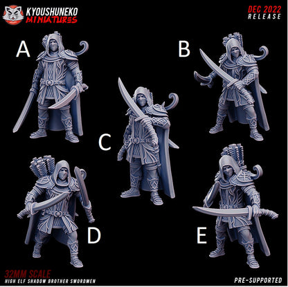 High Elf Shadow Warriors | Bows or Swords | Resin 3D Printed Miniatures | Kyoushuneko | Table Top Gaming | RPG | D&D | Pathfinder
