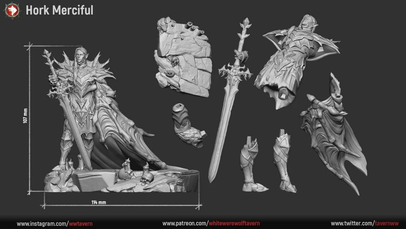 Hork The Merciful | Castle Of Blood | Multiple Scales | Resin 3D Printed Miniature | White Werewolf Tavern | RPG | D&D | DnD