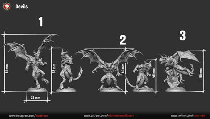 Devils | Resin 3D Printed Miniature | White Werewolf Tavern | RPG | D&D | DnD