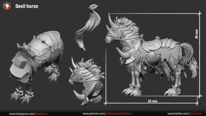 Devil Horse | Resin 3D Printed Miniature | White Werewolf Tavern | RPG | D&D | DnD