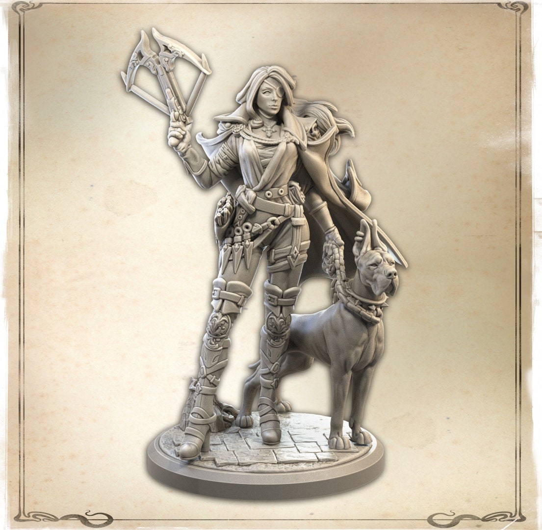 Female Witch Hunter | Athena Stormhallow | Wicked Hills | Resin 3D Printed Miniature | RPG | DND