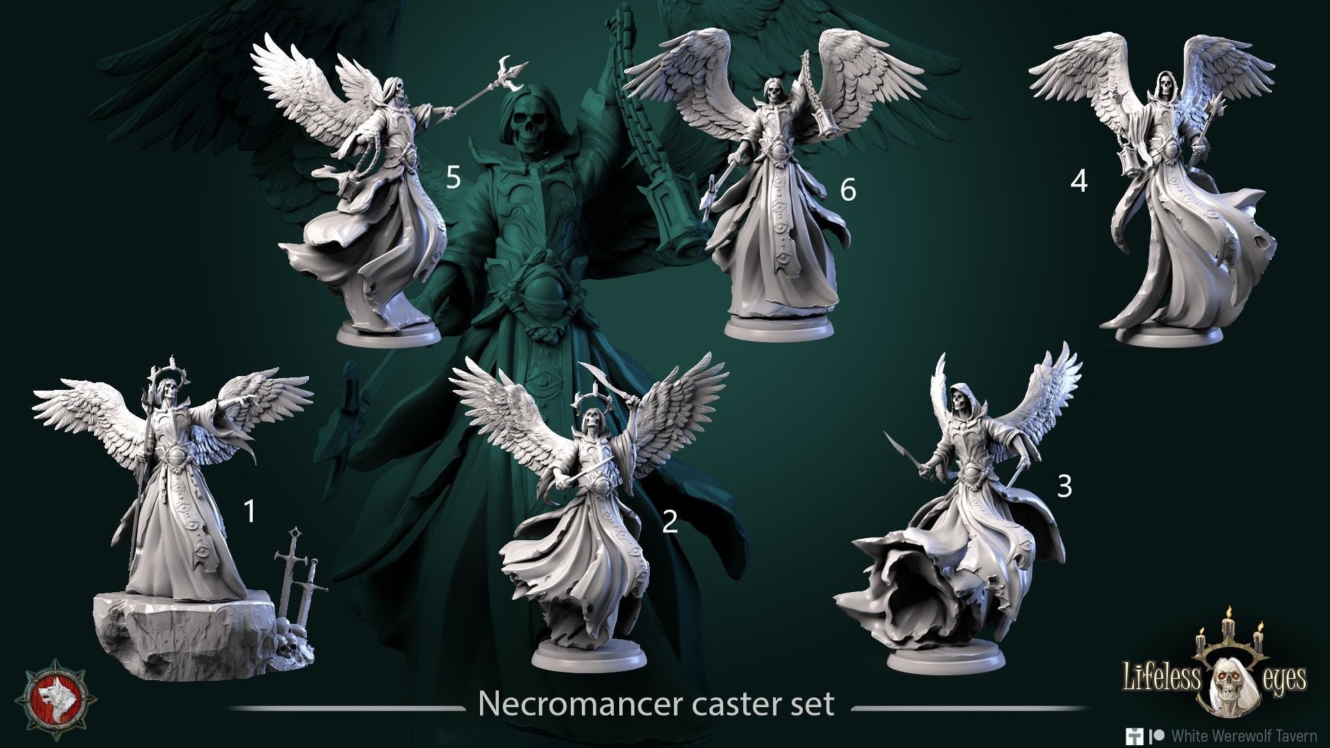 Necromancer Caster Set | Lifeless Eyes | Resin 3D Printed Miniature ...