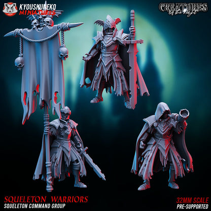 Skeleton Command Group | Unead | Resin 3D Printed Miniatures | Kyoushuneko | Table Top Gaming | RPG | D&D | Pathfinder
