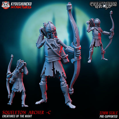 Skeleton Archers | Undead | Resin 3D Printed Miniatures | Kyoushuneko | Table Top Gaming | RPG | D&D | Pathfinder