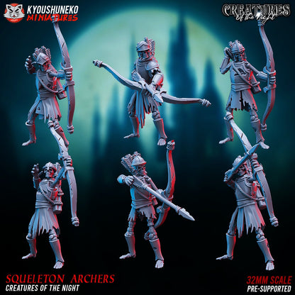 Skeleton Archers | Undead | Resin 3D Printed Miniatures | Kyoushuneko | Table Top Gaming | RPG | D&D | Pathfinder