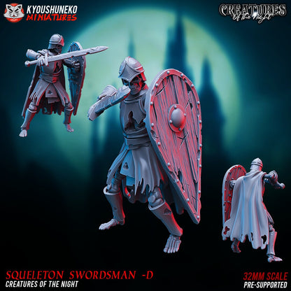 Skeleton Swordsmen | Undead | Resin 3D Printed Miniatures | Kyoushuneko | Table Top Gaming | RPG | D&D | Pathfinder
