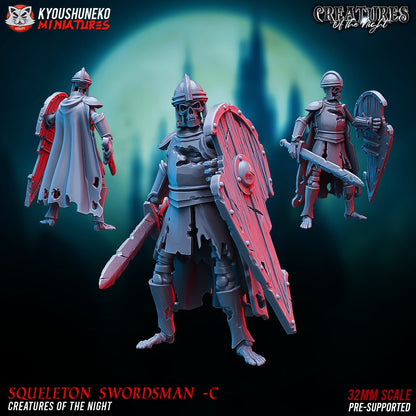Skeleton Swordsmen | Undead | Resin 3D Printed Miniatures | Kyoushuneko | Table Top Gaming | RPG | D&D | Pathfinder