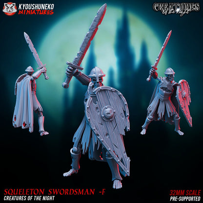 Skeleton Swordsmen | Undead | Resin 3D Printed Miniatures | Kyoushuneko | Table Top Gaming | RPG | D&D | Pathfinder