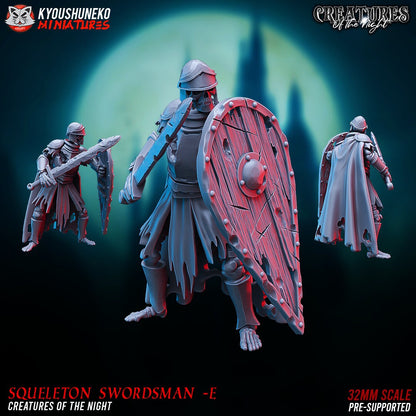 Skeleton Swordsmen | Undead | Resin 3D Printed Miniatures | Kyoushuneko | Table Top Gaming | RPG | D&D | Pathfinder