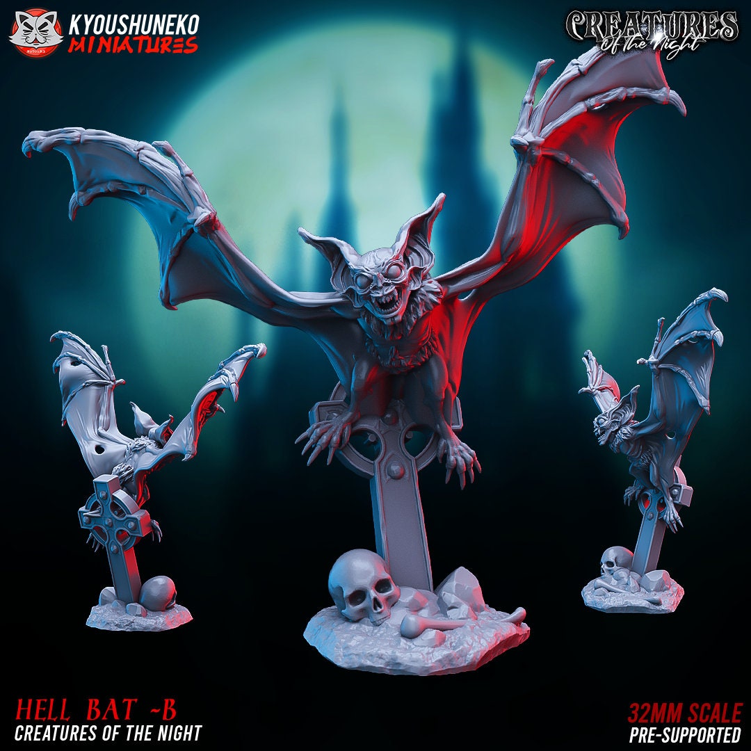 Vampire Bats | Undead | Resin 3D Printed Miniatures | Kyoushuneko | Table Top Gaming | RPG | D&D | Pathfinder