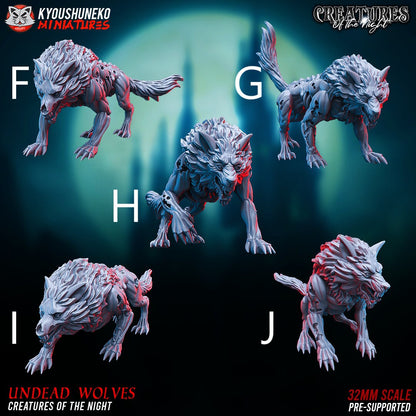 Undead Direwolves | Vampire Counts | Resin 3D Printed Miniatures | Kyoushuneko | Table Top Gaming | RPG | D&D | Pathfinder