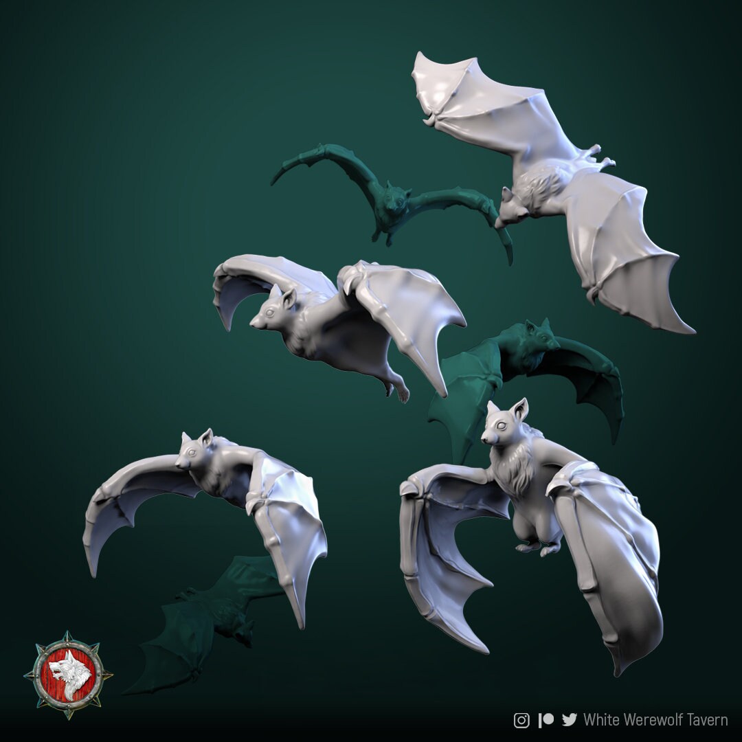 Bats | Resin 3D Printed Miniature | White Werewolf Tavern | RPG | D&D | DnD