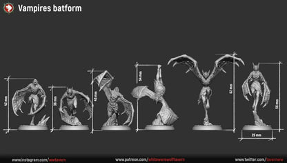 Batform Vampires | Resin 3D Printed Miniature | White Werewolf Tavern | RPG | D&D | DnD
