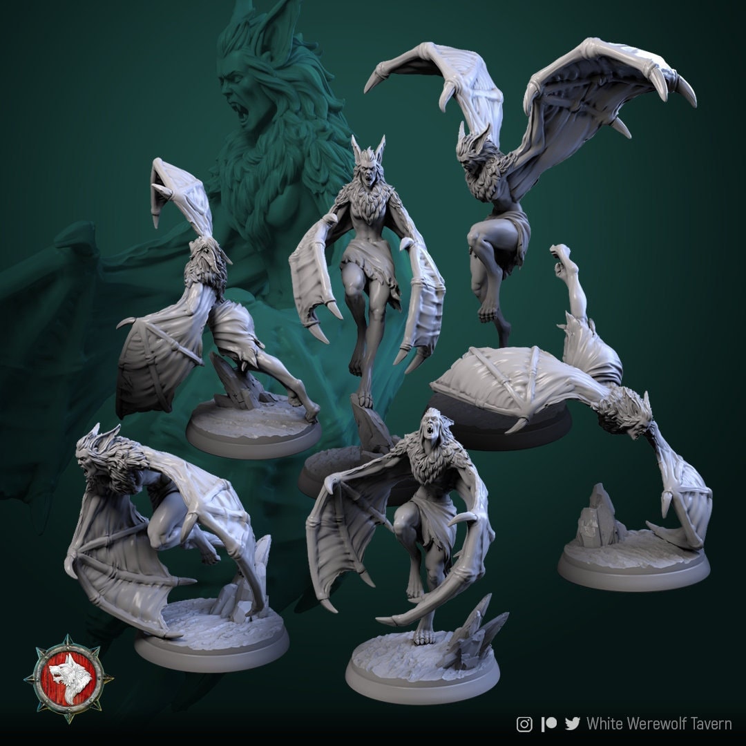 Batform Vampires | Resin 3D Printed Miniature | White Werewolf Tavern | RPG | D&D | DnD