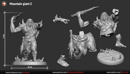 Mountain Giants | Resin 3D Printed Miniature | White Werewolf Tavern