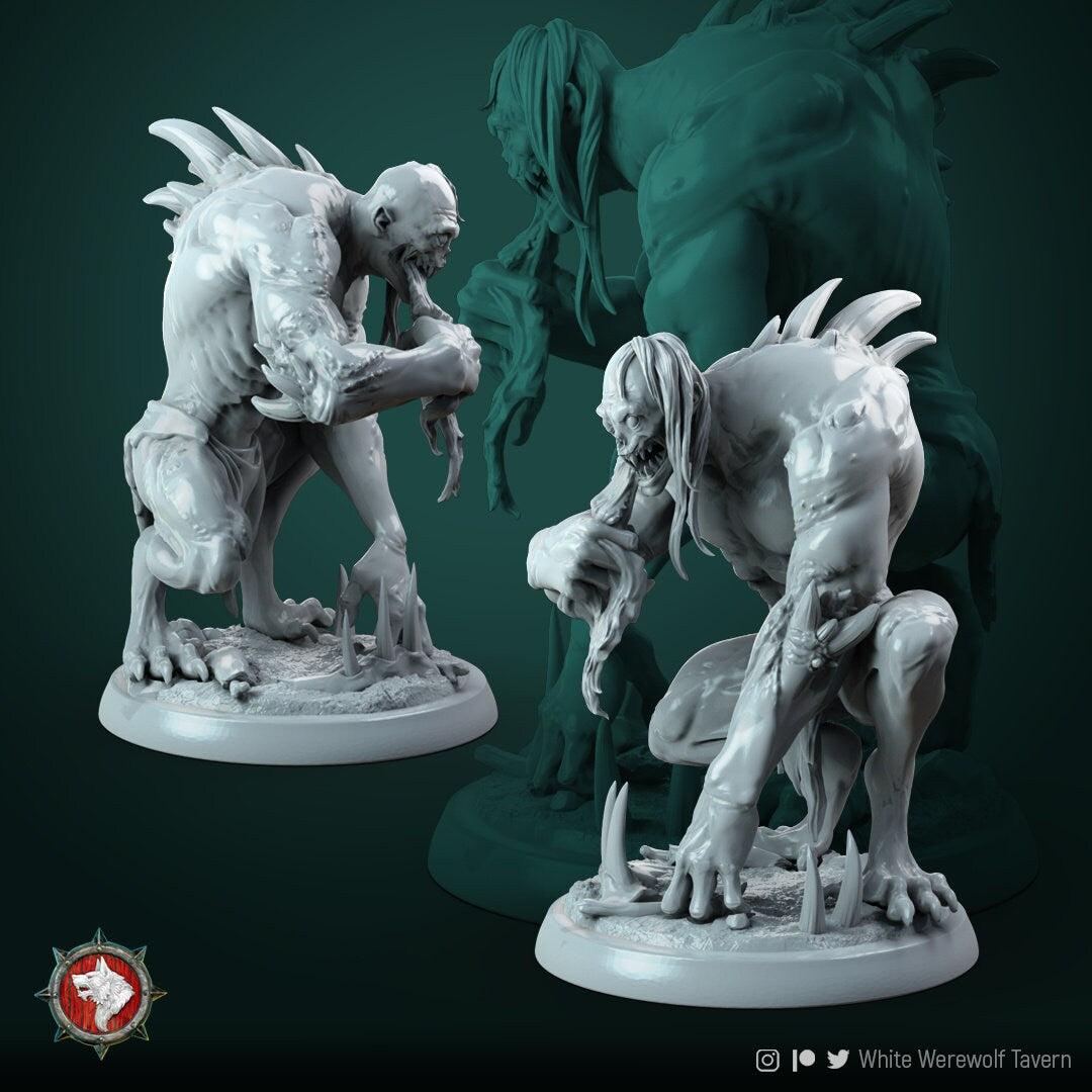 Ghouls | Resin 3D Printed Miniature | White Werewolf Tavern | RPG | D&D | DnD