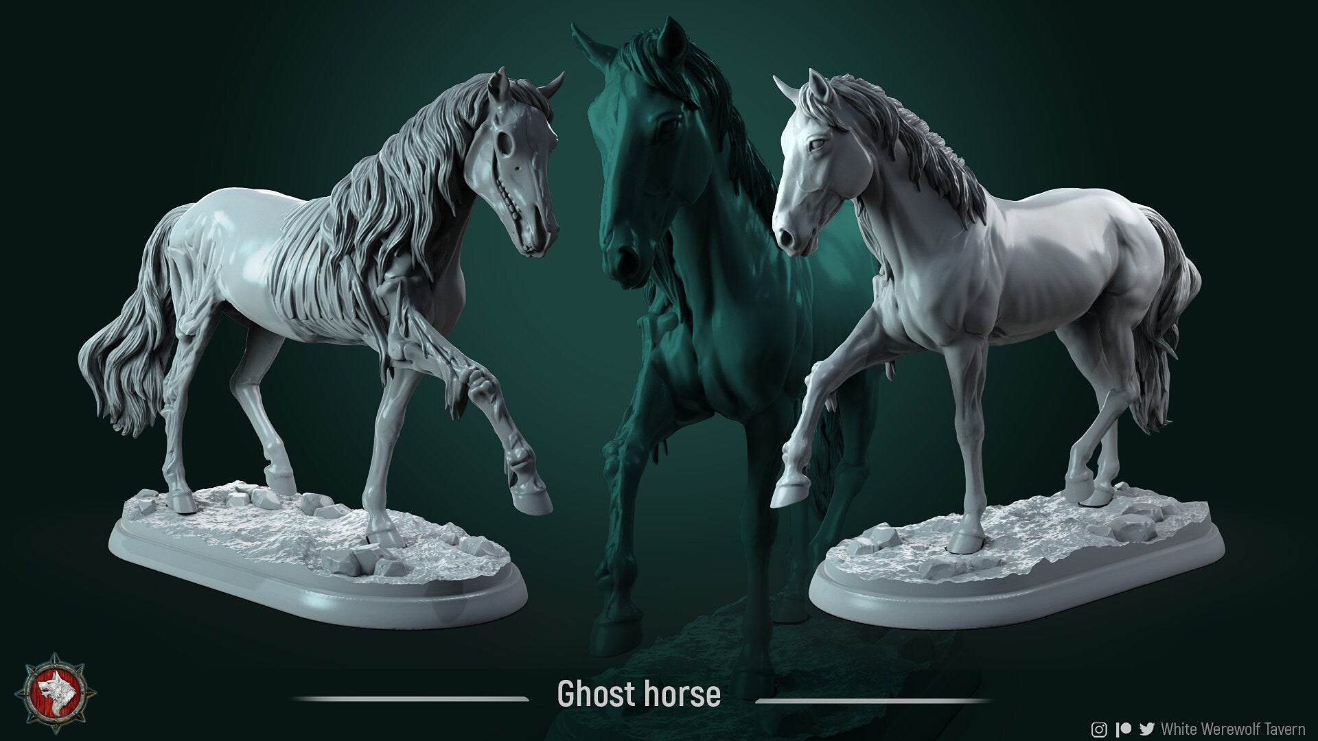 Ghost Horse | Castle Of Blood | Resin 3D Printed Miniature | White Werewolf Tavern | RPG | D&D | DnD