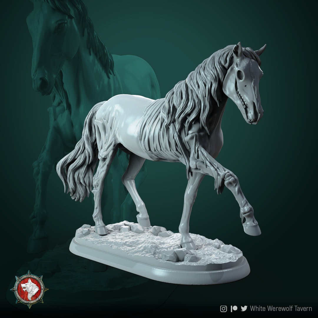 Ghost Horse | Castle Of Blood | Resin 3D Printed Miniature | White Werewolf Tavern | RPG | D&D | DnD