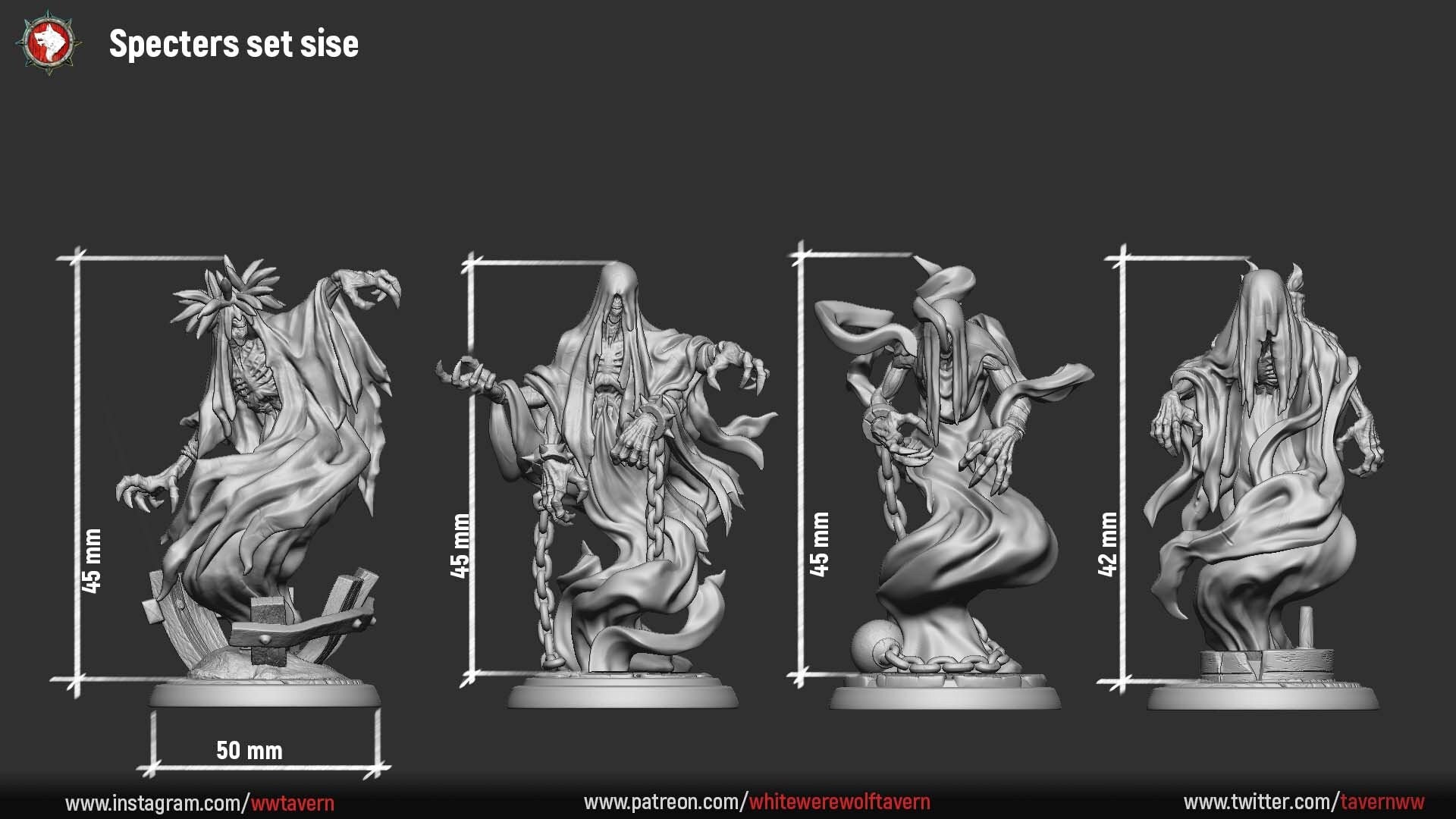 Specters | Resin 3D Printed Miniature | White Werewolf Tavern | RPG | D&D | DnD