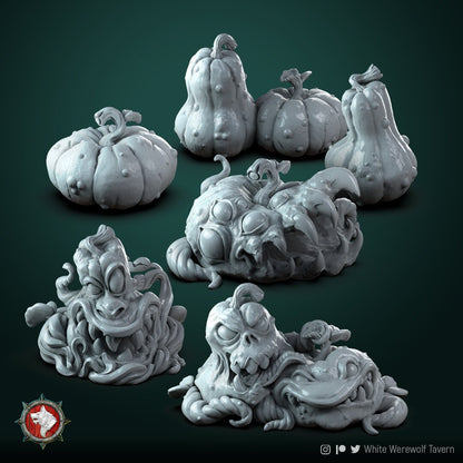 Pumpkin Mimics Set | Resin 3D Printed Miniature | White Werewolf Tavern
