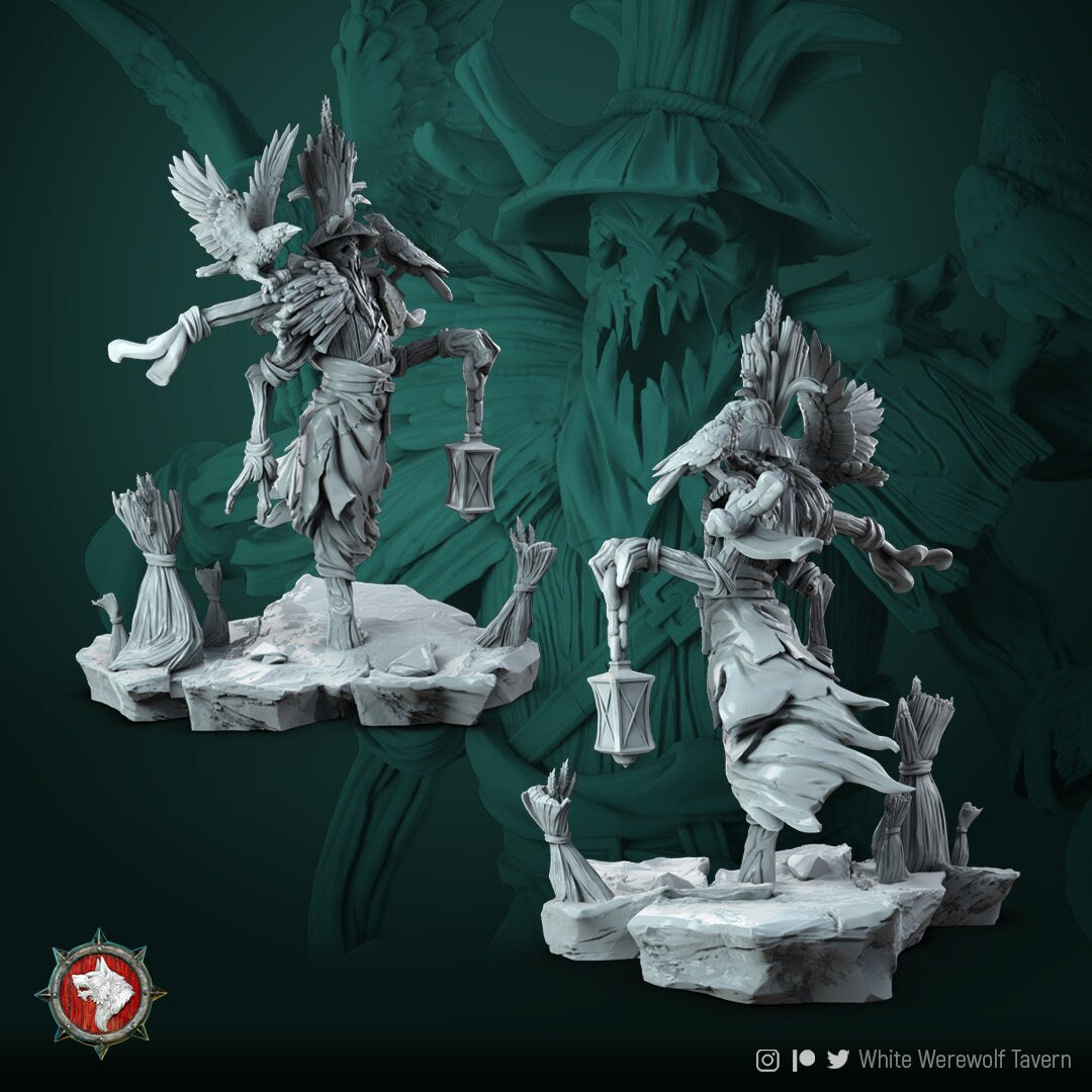 Scarecrows Gary and Ben | Resin 3D Printed Miniature | White Werewolf Tavern | RPG | D&D | DnD