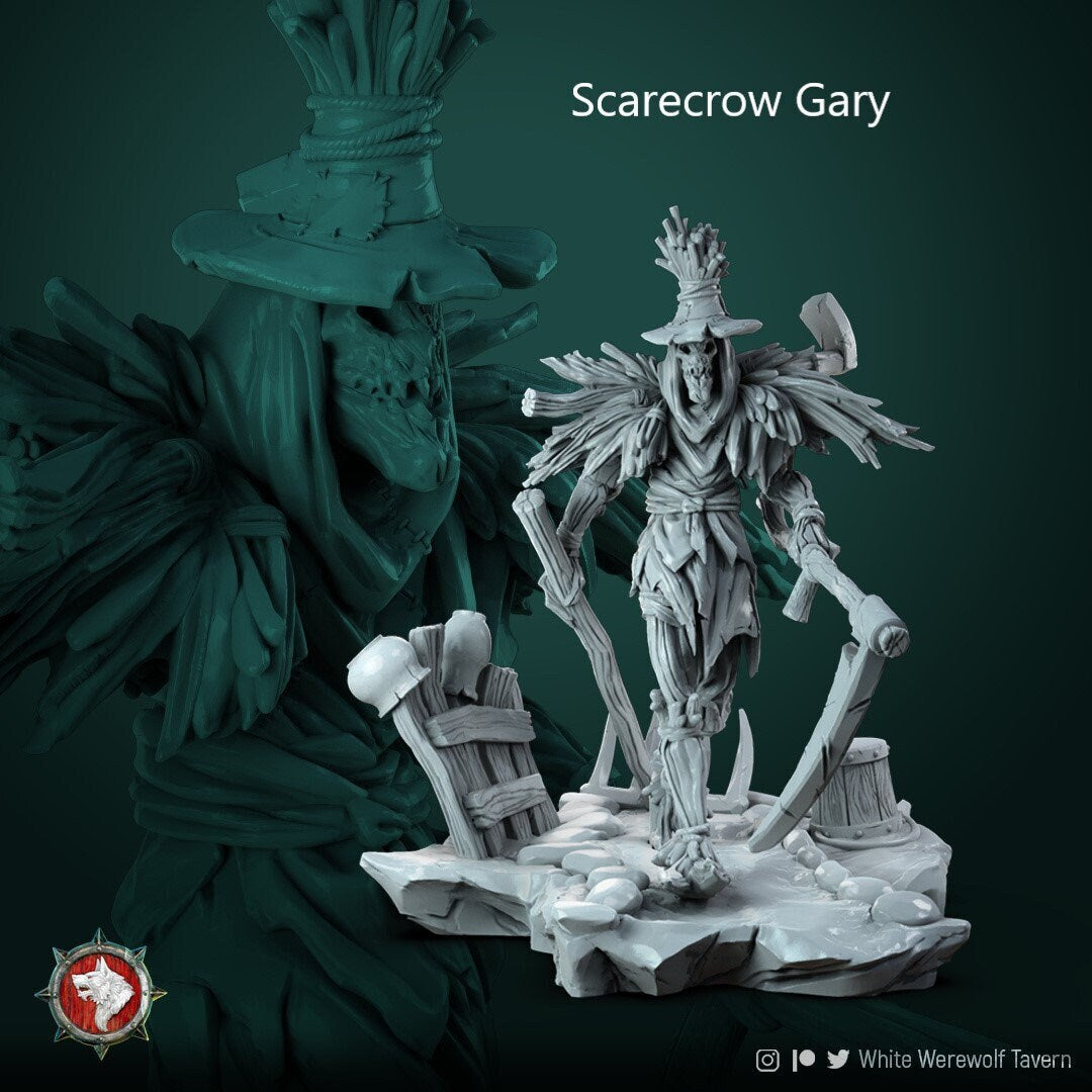 Scarecrows Gary and Ben | Resin 3D Printed Miniature | White Werewolf Tavern | RPG | D&D | DnD