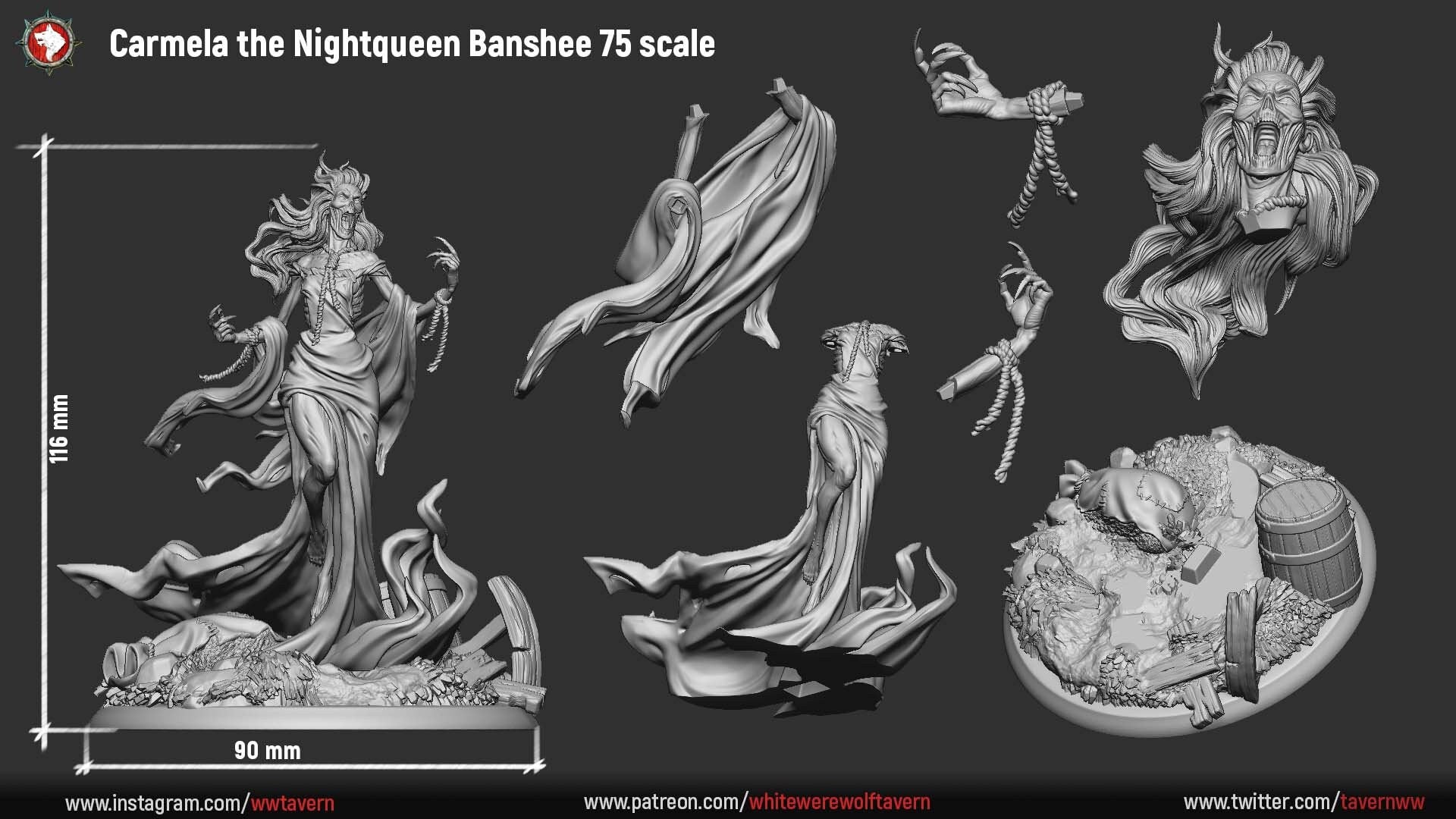 Female Banshee | Resin 3D Printed Miniature | White Werewolf Tavern | RPG | D&D | DnD