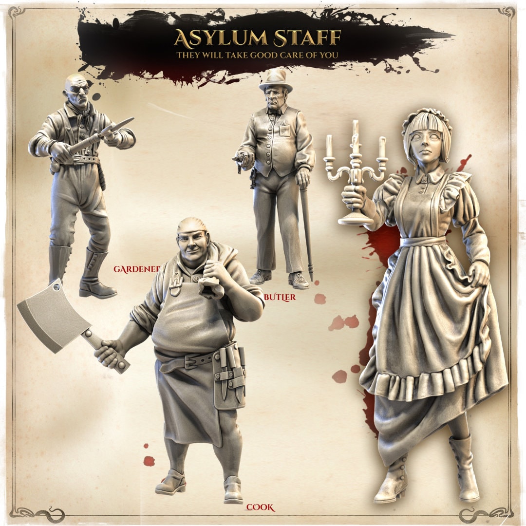 Asylum Staff | Wicked Hills | Resin 3D Printed Miniature | RPG | DND