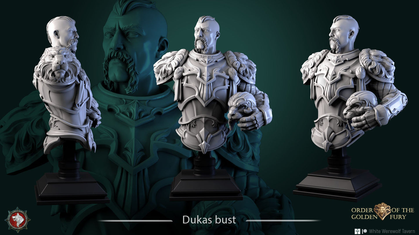 Dukas | Order Of The Golden Fury | Bust | Resin 3D Printed Miniature | White Werewolf Tavern