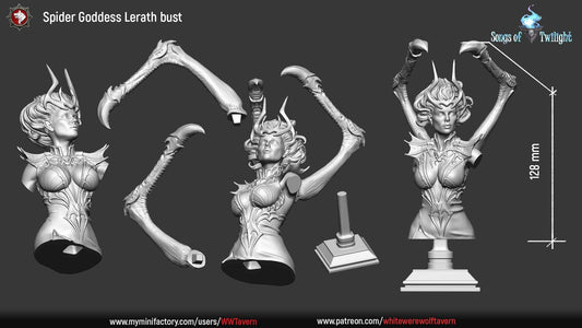 Spider Goddes Lerath | Songs Of Twilight | Bust | Resin 3D Printed Miniature | White Werewolf Tavern