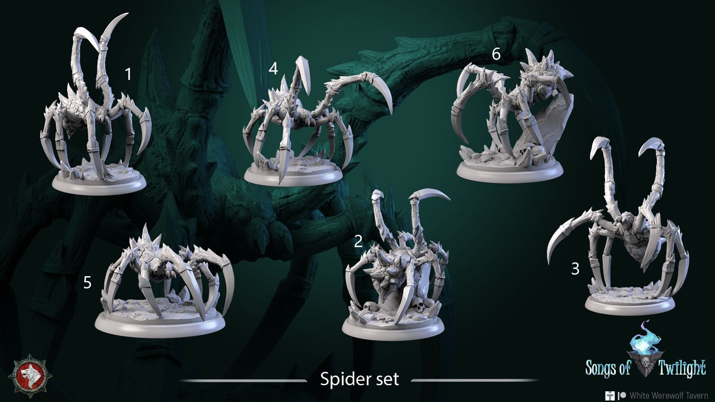 Spider Set | Songs Of Twilight | Resin 3D Printed Miniature | White Werewolf Tavern | RPG | D&D | DnD